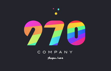 970 colored rainbow creative number digit numeral logo icon
