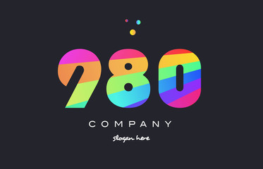 980 colored rainbow creative number digit numeral logo icon