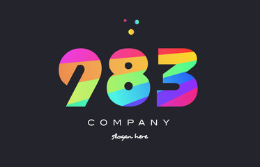 983 colored rainbow creative number digit numeral logo icon