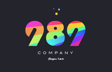 989 colored rainbow creative number digit numeral logo icon