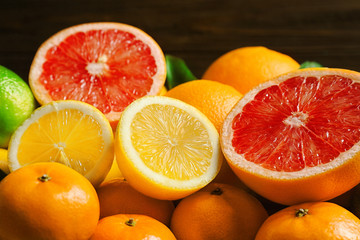 Fresh juicy citrus fruits, closeup