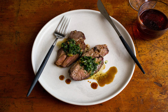 Roasted butterflied leg of lamb