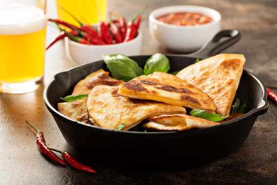 Cheese Quesadillas In A Cast Iron Pan