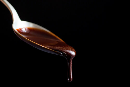 Malted milk fudge on spoon