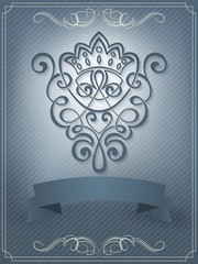 Wedding invitation and announcement card with vintage background artwork. Elegant ornate damask background. Elegant floral abstract ornament. Design template.