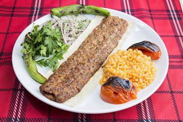 Turkish kebab served on plate