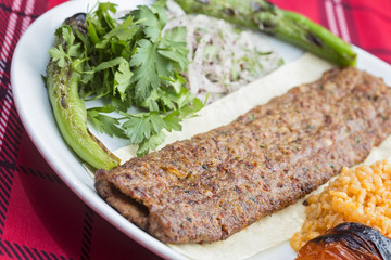 Turkish kebab served on plate