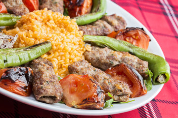 Turkish kebab served on plate