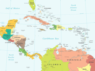 Central America - map - illustration