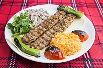 Turkish kebab served on plate