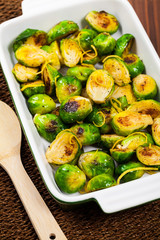 Brussels Sprouts Cabbage With Lemon. Selective focus.