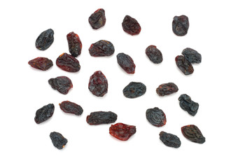 Organic dried Raisins isolated on white background