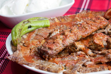 mixed kebab served on plate