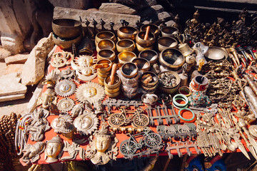 Souvenirs offered on a market, Kathmandu, Nepal