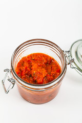 Roasted Pepper Appetizer Salad Spread. Selective focus.