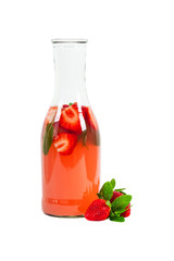 Strawberry Lemonade Summer Drinks Isolated on White background. Selective focus.