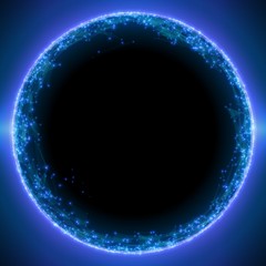 Abstract vector blue mesh background. Black hole or singularity. Futuristic technology style. Elegant background for business presentations. Flying debris. eps10