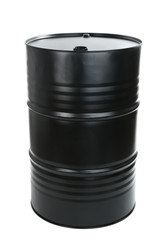 Black oil barrel on white background