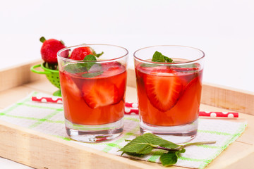 Strawberry Lemonade Drink. Selective focus.