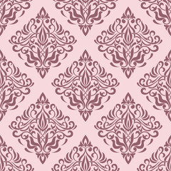 Vector damask seamless pattern background. Classical luxury old fashioned damask ornament, royal victorian seamless texture for wallpapers, textile, wrapping. Exquisite floral baroque template.