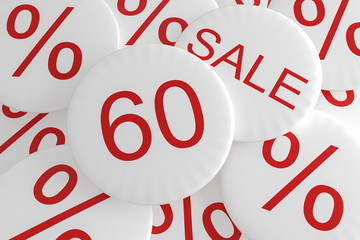 Shop Bargain Special Offer Badges: 60% Sale, 3d illustration