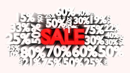 3D Sale word and percentage discount signs