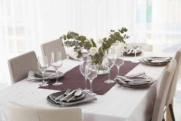 Table with beautiful setting in restaurant