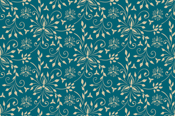 Vector floral seamless pattern background in Arabian style. Arabesque pattern. Eastern ethnic ornament. Elegant texture for backgrounds.