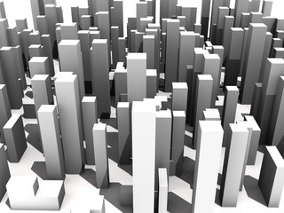 abstract digital city skylyne background 3D rendering