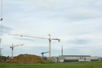 Construction cranes building factory