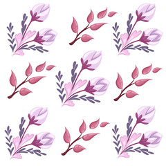 Set with floral elements and leaves.decorative elements for your design. Leaves, swirls, floral Flat design style vector illustration.
