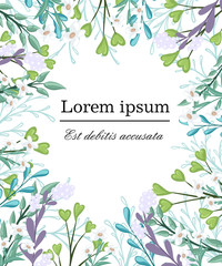 Floral elements and leaves.decorative elements for your design. Leaves, swirls, floral Flat design style vector illustration card
