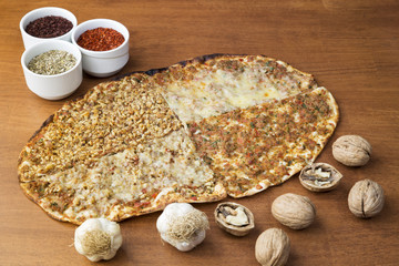 Turkish pizza served with spices
