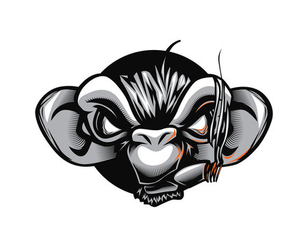 Cool Gangster Bad Monkey Chimp Catoon Caricature Smoker Vector Mascot