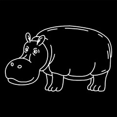 Cartoon animal, cute hippo on green backgrounds.