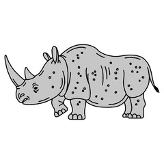 Cartoon mascot rhinoceros isolated