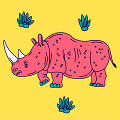 Cartoon mascot rhinoceros isolated