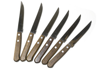 Kitchen knives isolated on white background