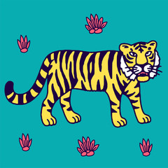 Cute tiger cartoon roaring