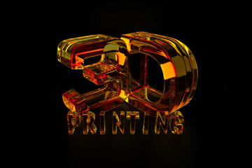 orange glass 3d printing logo. 3D rendering
