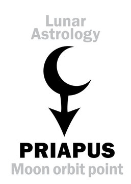 Astrology Alphabet: PRIAPUS, Moon orbit point. Hieroglyphics character sign (single symbol).
