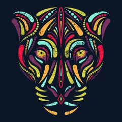 Foto op Plexiglas Jaguar head in psychedelic colors. Vector file included. © varela