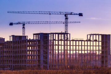 Evening view of the construction site.