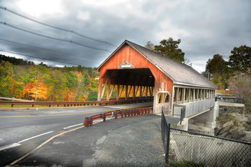 Scenic Quechee covered bridge near Woodstock Vermont