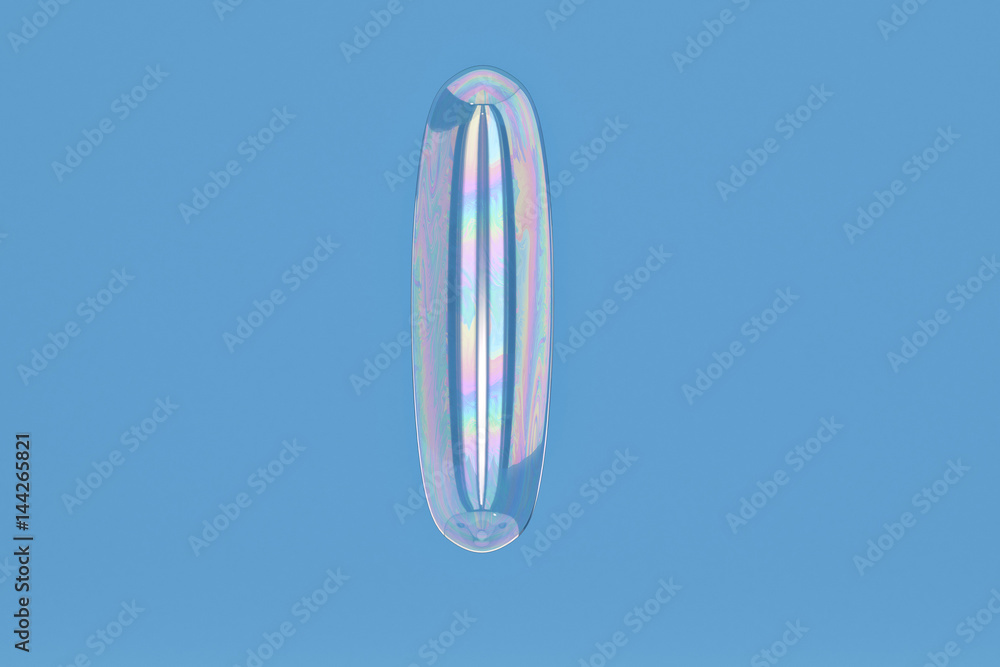Fototapete bubble alphabet i on blue background include path.3d illustration.