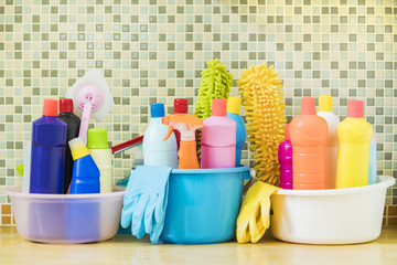 House cleaning product on the table