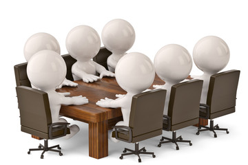 3d men sitting at a table and having business meeting.3D illustration.
