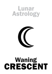 Astrology Alphabet: Waning CRESCENT, damage Moon. Hieroglyphics character sign (single symbol).