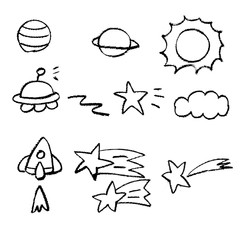 手描き　チョーク　クレヨン　空のモノ　