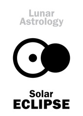 Astrology Alphabet: Solar ECLIPSE, astronomical phenomenon. Hieroglyphics character sign (single symbol).